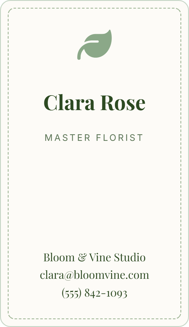 Vizitka — business card bloom vine
