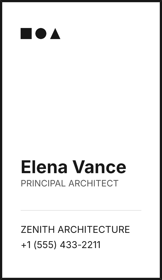 Vizitka — business card zenith arch